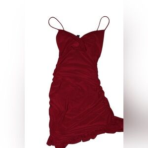 Windsor Red Ruched Bodycon Dress XS Spaghetti Strap V-Neck